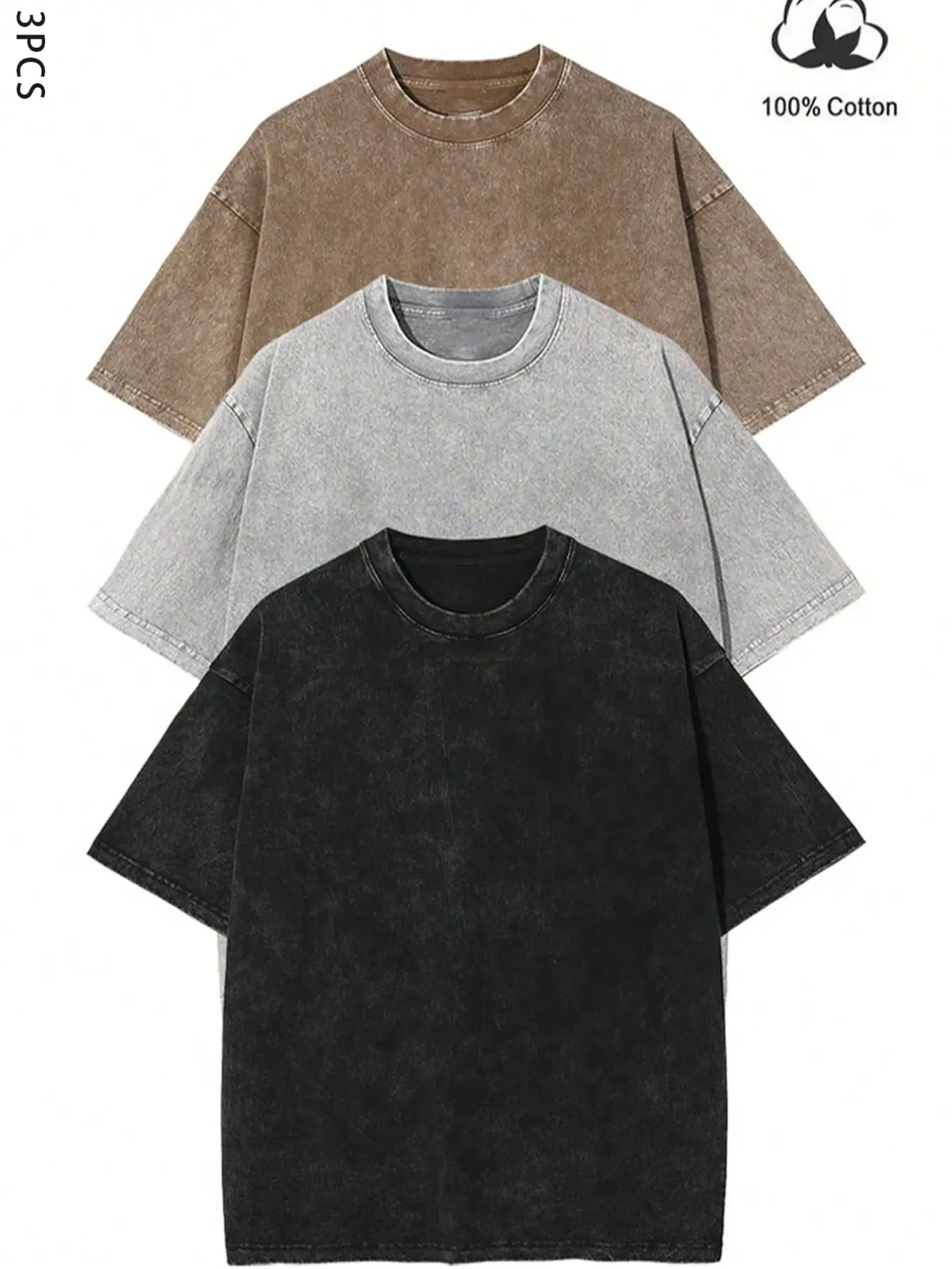 Unisex 3-Pack Washed Solid Color Tees | American High Street Oversized Basic Tops | Viral TikTok Pick 🔥 For Layering, Daily Wear, Skate & Y2K Fits | Heavy Cotton + Enzyme Wash + Vintage Finish | 3 Colors Available