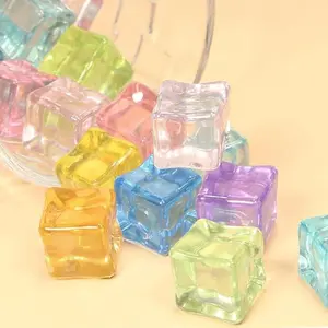 Luminous Simulation Color Ice Cubes, Transparent Square Glowing Ice Blocks, Bar Atmosphere Decor Photo Props, DIY Handmade Jewelry Making Material, Creative Home Ornaments
