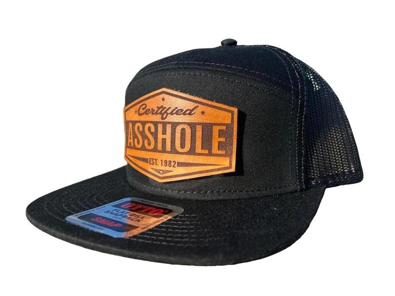 Customized Leather Patch Flat Bill Hat with "Certified A$$ole" Design - Personalizable Year Option