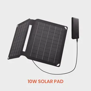 Solar panel 10W Portable Solar Chargers 5V USB Small Power Emergency ETFE Panels Foldable IP67 Waterproof Camping Hiking Backpacking for Phones Fans Flashlight Watches Small Power Banks Battery Packs