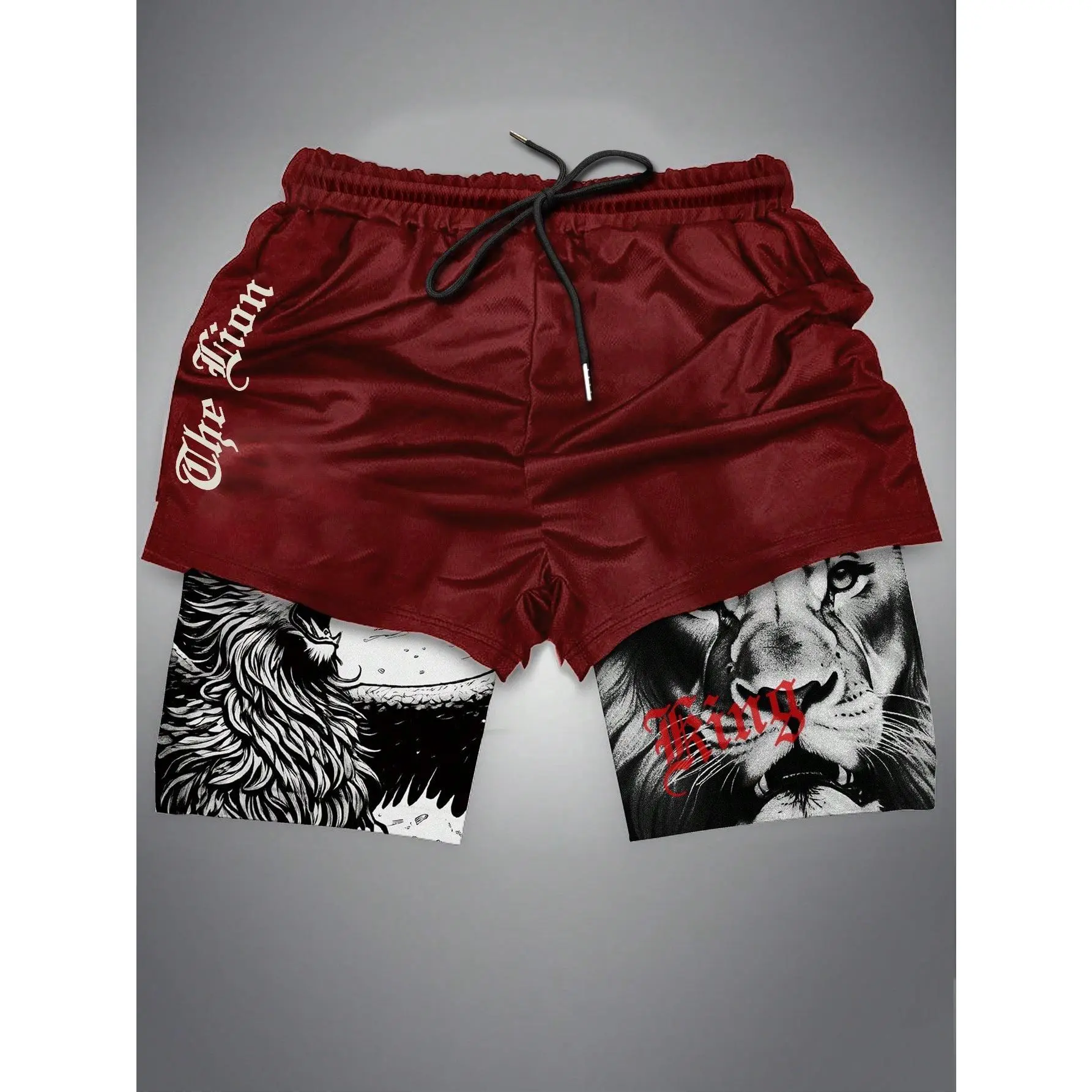 Men's 3D Digital Print Double-Layered Beach Shorts - Gym, Athletic Sports, Lightweight Performance, Running, Soft Breathable Bottoms, Gym Short, Athletic Sports Shorts