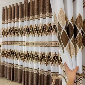 1 Piece Jacquard Blackout Finished Curtain, Home Decoration Curtain, Suitable for Bedroom Living Room Balcony, Easy Installation with Holes, Simple Setup, Blackout Window Cover