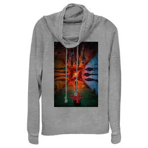 Juniors Womens Stranger Things The Rift Has Many Dimensions Poster Cowl Neck Sweatshirt