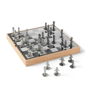 Umbra Buddy Chess Set with Chess Pieces and Chessboard, Playful Game for Kids & Family Nickel Design