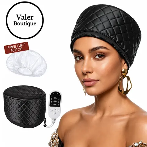 Hair Care Heating Cap 10-Level Quick Heat Adjustable-Temperature Steam Cap for Deep Conditioning Hair Treatment, Adjustable Hair Bonnet, Ideal Gift for Girlfriend Hair Dryer Bonnet