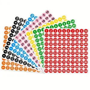 1400pcs 1-100 Number Stickers, Sticker Sheets, Round Colorful Labels, Self-Adhesive Waterproof Vinyl, Office Classroom Home Storage Classification, 7 Colors
