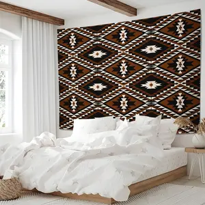 Vintage Southwestern Aztec Geometric Tapestry, Tribal Western Wall Hanging Tapestries, Rustic Printed Wall Blanket Backdrop Decor for Bedroom Living Room Farmhouse Lodge Boho Western Aesthetic Home Wall Art Decoration, Tapestry Wall Mural