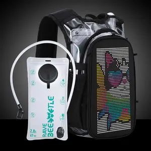 RaveBeetle Elytra AIR LED Hydration Backpack – Lightweight Festival Pack with 2L Water Bladder (Clear)