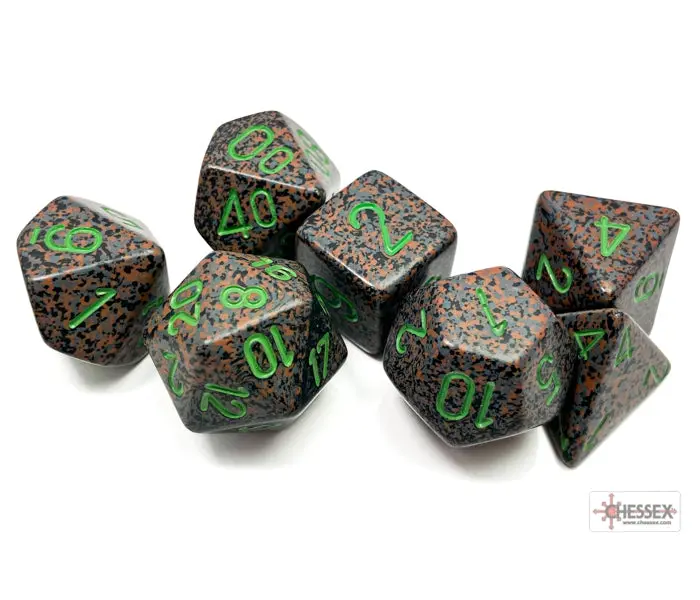 Speckled (Earth) Chessex Brand D&D/RPG Polyhedral Dice Set - 7 Dice with Clear Storage Case