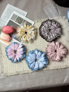 Handmade Thumb Hair Tie with Lace Detail, Gentle Atmosphere Diameter 8cm, Suitable for Children, Cute Style, All Seasons