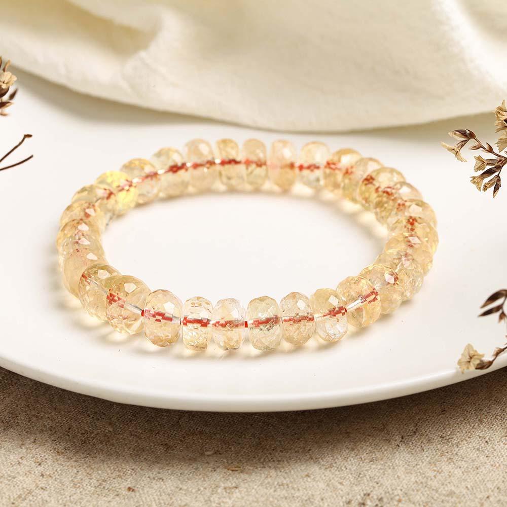 Citrine Bracelet - The Merchant's Stone Money Bracelet Luxury Jewelry Natural Citrine Bracelet Success Stone Energy Healing Women'sFaceted Beaded Crystal Bracelet