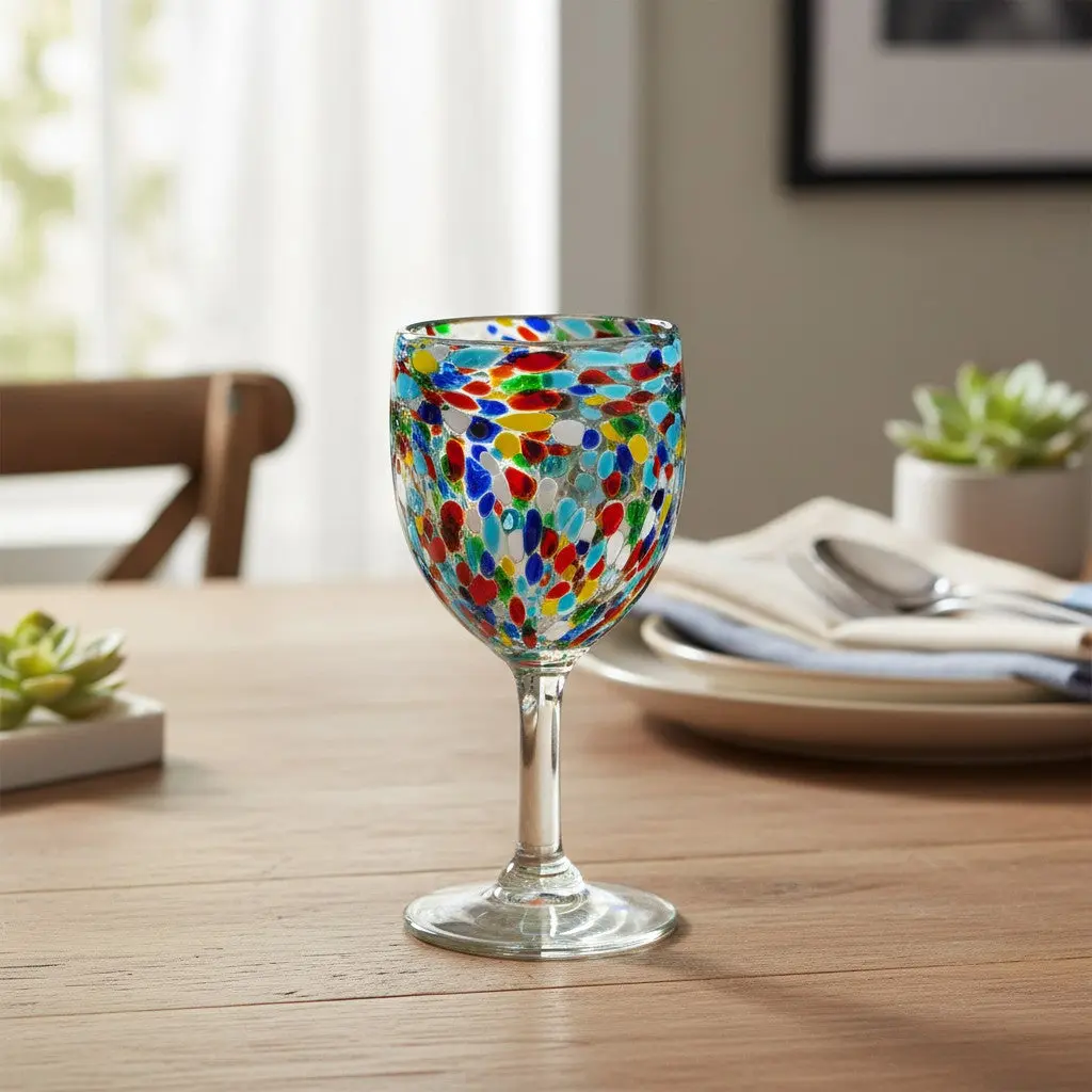 Mexican Confetti Rock Wine Glass | Hand-Blown Confetti Design