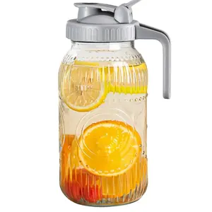Glass Pitcher with Lid, 64 oz Large Mason Jar Wide Mouth, Sun Tea Glass Jar for Outside, Iced Tea Pitcher for Cold Beverages, Breast Milk, and Home Entertaining