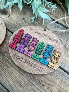 Custom personalized family Christmas nutcracker ornament, Family ornaments, custom ornaments, custom Christmas ornaments, -2024 Ornament