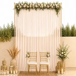 Chiffon Backdrop Curtain Panel 10ft x 14ft – Blush Durable Flame Resistant Sheer Draping Fabric with Rod Pocket