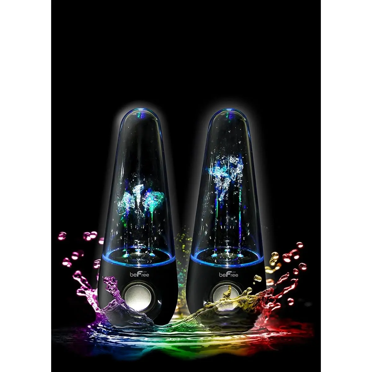 212 MAIN Rechargeable Wireless Bluetooth LED Dancing Water Speakers - Black, Guitar Audio Compatible, Card-Ready, Cable-Included, USB-Enabled