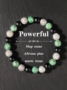 Natural Crystal African Turquoise Beaded Bracelet, Unisex Fashion Jewelry, Chakra Balance Energy Gift, Spiritual Accessories