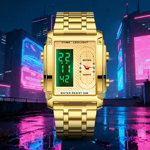 【DealsForYouDays】men's square creative dual-movement multifunctional sports watch, featuring a luxurious triple-time design, water resistance, luminous dial, ​Exuding a minimalist aesthetic, it is elegant, durable, and the perfect choice for everyday wear