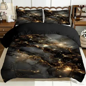 2/3 Pcs Comfortable Night Sky Star Quilt Cover Set, Bedroom Bedding Set, Soft And Breathable, 100% Polyester Fiber High-Definition Digital Printing Design, All-Season Home Gift, Machine Washable (1 Quilt Cover +1/2 Pillowcase, No Filling)