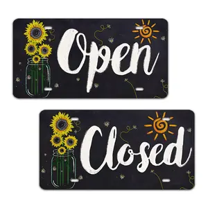 2 Pieces Metal Sign Set Signage Open/closed Indicator Signs for Stores Cafes Bars Restaurants Windows, 12x6 Inches, No Ca Prop 65 Warning