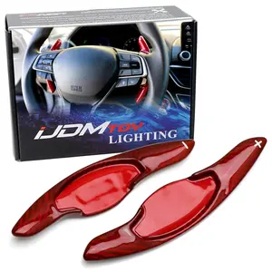 iJDMTOY Red Genuine Carbon Fiber Larger Paddle Shifter Extensions For Honda 2022-up Civic, 2023-up Accord, CR-V, Acura Integra