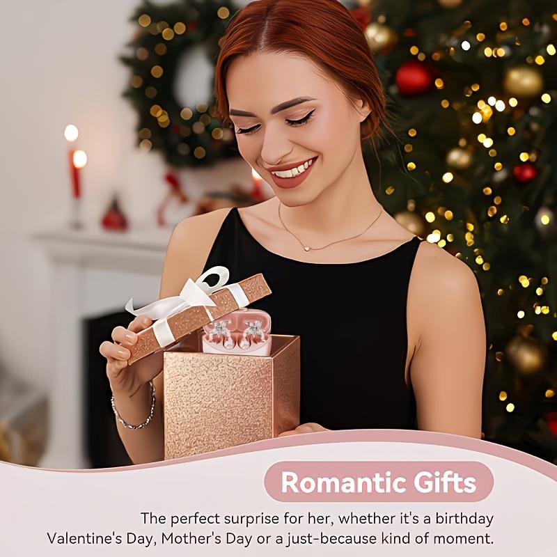 Open Ear Wireless Earbuds, Women's Handbag Earphones with Butterfly Earrings, Lightweight Clip On Earbuds, Fast Charging Case, Noise Cancelling Mic for Running Gym Workout - Gifts for Girlfriend, Mother, Daughter, Suitable Gifts for Valentine's Day