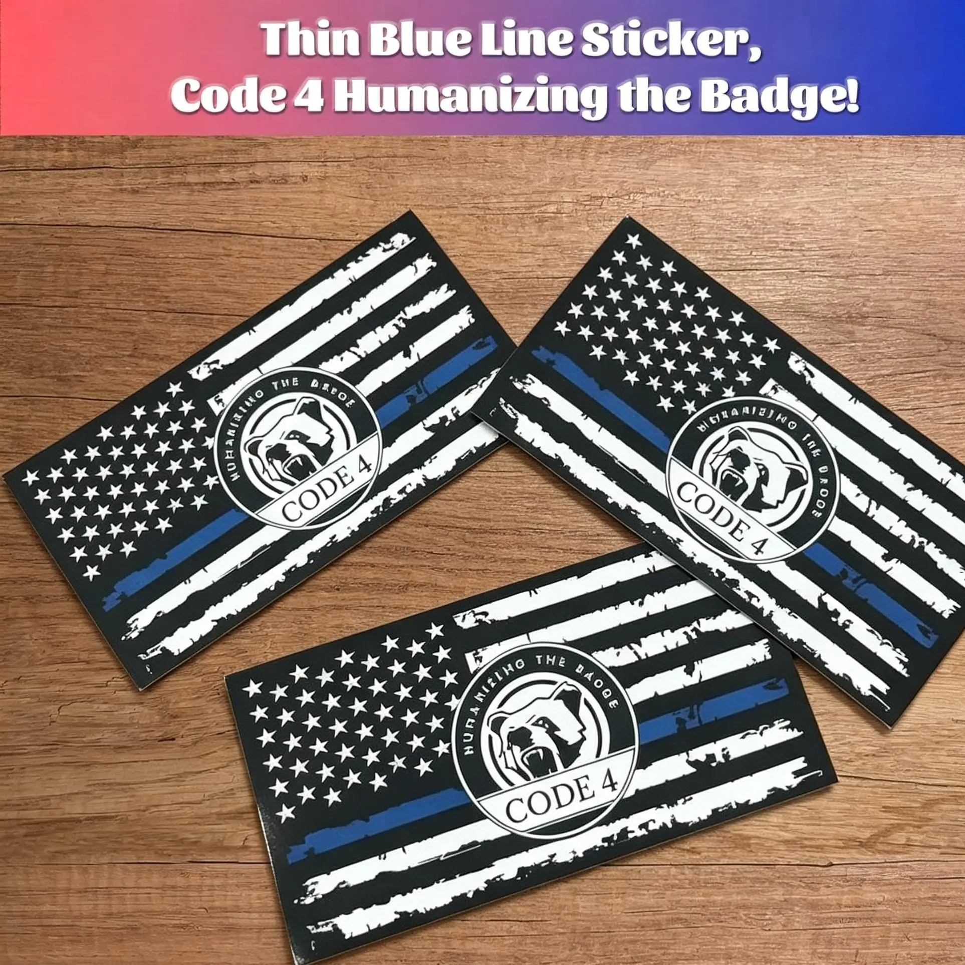 S-Thin Blue Line Decal: Code 4(3-Pack)-Where Every Heartbeat Honors the Badge