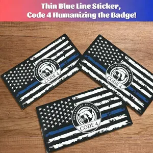 S-Thin Blue Line Decal: Code 4(3-Pack)-Where Every Heartbeat Honors the Badge