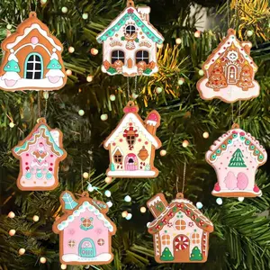 Gingerbread House Ornaments Christmas Tree Decoration 8pcs Gingerbread House Christmas Decorations Hanging Ornaments For Holiday Christmas Tree Home Decor,Christmas