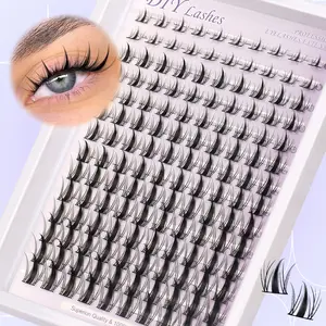 Ultra-Thin Manga DIY False Eyelashes, Natural 3D Style Mixed Sizes 8-16mm, Cat Eye Look Anime Lashes for Beginners, Cosmetic False Lashes