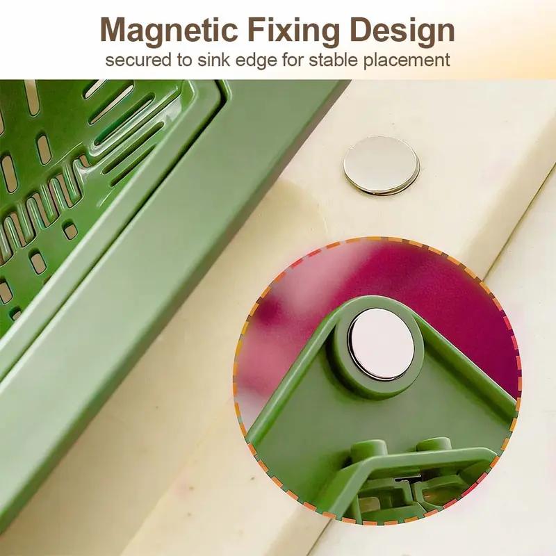 1pc Magnetic Suction Corner Sink Strainer – Anti Clogging Kitchen Strainer Basket for Food Waste, Fruits & Veggies, Compact Suction Cup Sink Corner Rack