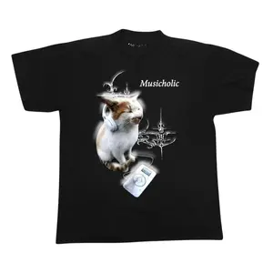The Musicaholic Cat Tee  Y2K Emo Cyber Sigil iPod Shirt, Vintage Cat Shirt, Funny Cat Lover Tee, Dark Aesthetic Graphic Shirt, Trending Shirt