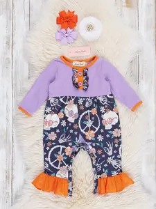 Lilac & Navy Groovy Halloween Floral Romper