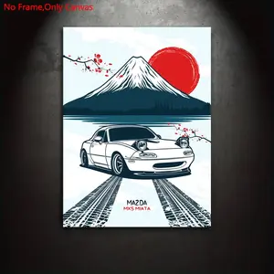 1 piece/set of frameless canvas print posters, Unframed Art Print, retro minimalist art, Japanese classic sports car MX5 MIATA, perfect gift for JDM culture lovers, ideal gift for bedroom, living room, kitchen, dormitory, wall decoration, room decoration