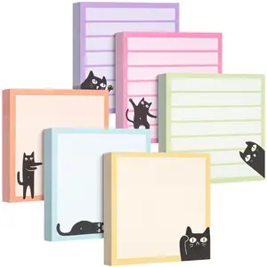 6pcs Cute Cat Sticky Notes, Sticky Labels, Cartoon Cat Memo Pads for Creative Labeling, Perfect for Work and Study