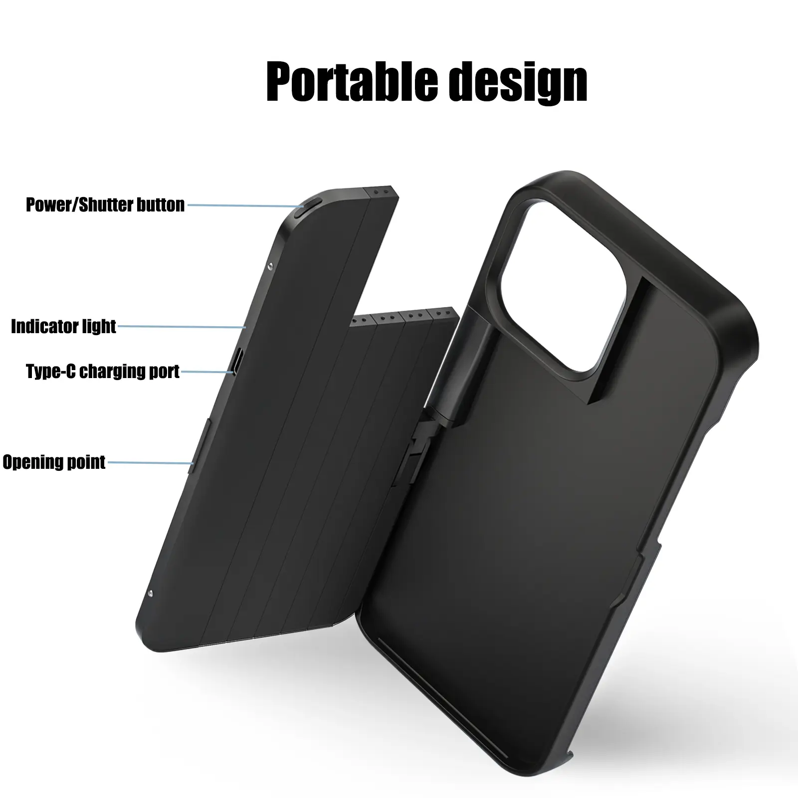 iPhoneアクセサリー TIDEOK 3-in-1 Phone Case Selfie Stick Compatible with iPhone case with selfie stick, Extendable Cell
