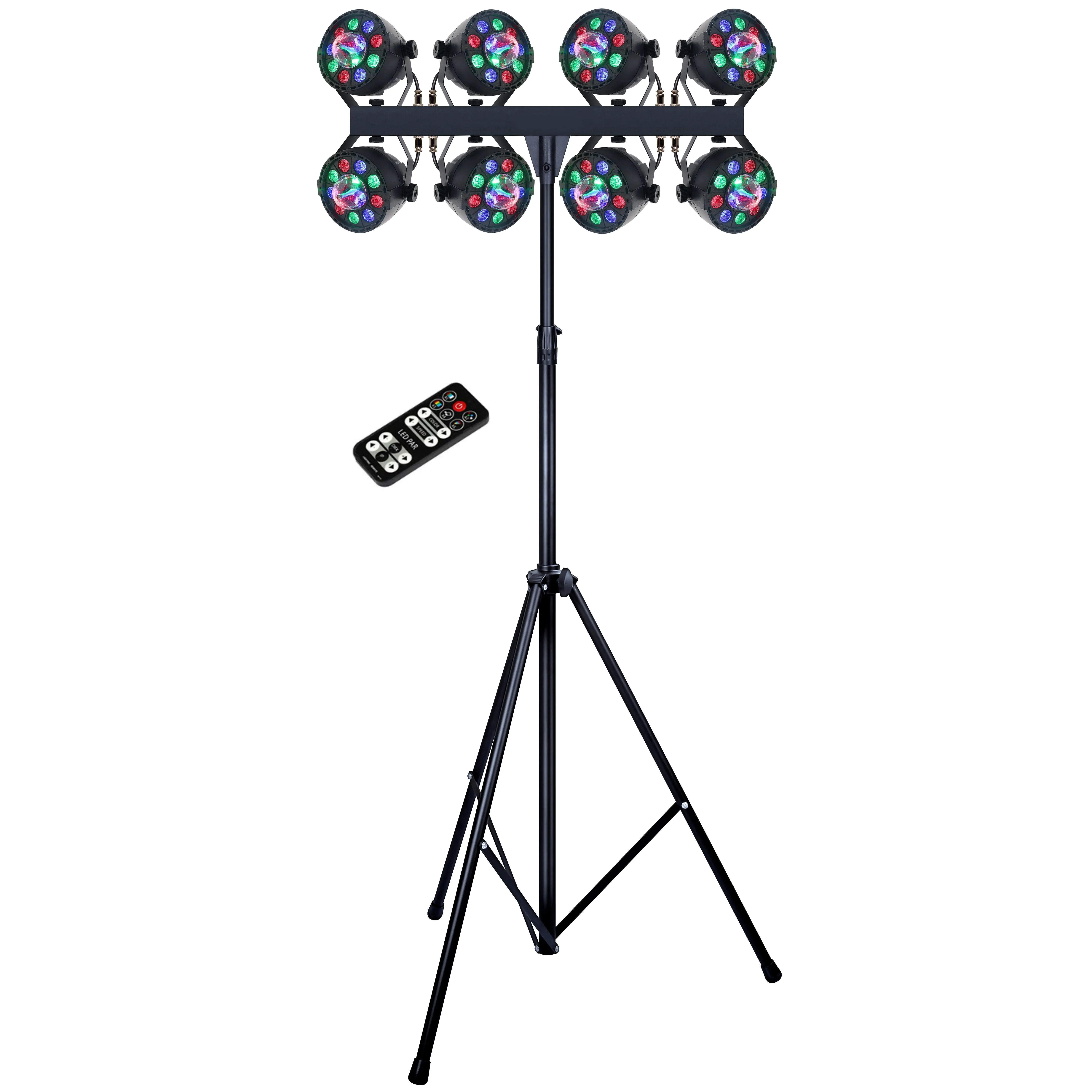 Complete Professional 8-Par Stage LED Lights DJ Band DMX System & Stand MU-L53GG