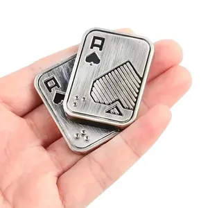 Edc Magnetic Metal Finger Toy, Manual Rotation Stress Relief Toy, Fidget Spinner, Poker Card Shape, Anxiety Relief, Adult Kids