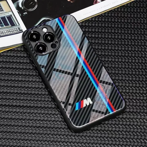 Carbon Fibre Texture Glass Mobile Phone Case for iPhone 13-17 Pro/Pro Max - Summervibes Phone Accessory