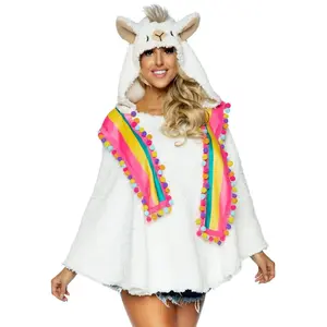 Llama Poncho With Animal Face Hood Costume