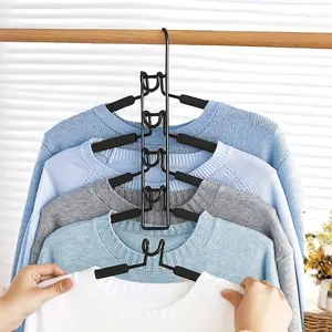 5 Layer Metal Hanger, 1 Count Foldable Space Saving Clothes Hanger, Multifunctional Clothes Storage Rack for Wardrobe & Bedroom & Closet