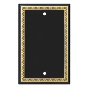 Harmon Black and Brushed Gold Single Blank Decorative Switchplate Cover