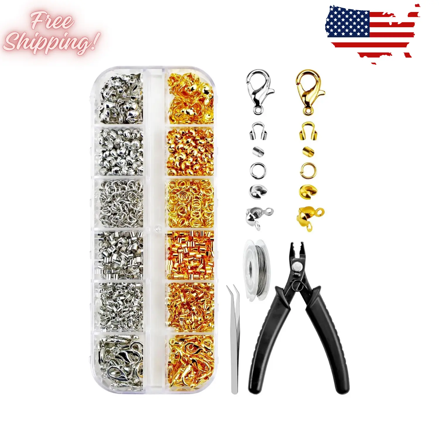 1200 Pcs Crimp Beads Kit for Jewelry Making 1200 Pcs Crimp Beads Kit for Jewelry Making