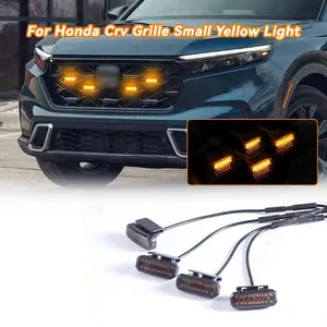 Honda CRV 18 LED Front Grille Light Amber Daytime Running Warning Light 12V Compatible Wheel Eyebrow Lamp for Pickup Off-Road Premium ABS Plastic Housing PMMA Smoked Yellow Shell