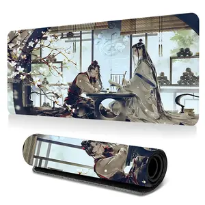 Traditional Asian Art Gentle Scene Large-Sized Gaming Mouse Pad, 3mm Thickened Soft Watercolor Style Desktop Protection Pad, Anti-Slip Rubber Lock Edge High-Definition Printing, Suitable For Computers, Laptops, Offices, Homes, Schools, Great Gift
