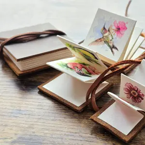 Mini Watercolor Accordion Sketchbook - 100% Cotton Paper, Acid-Free, Cold-Pressed, 12 Faces & 10 Backs, Perfect for Tiny Paintings, Ideal for Artists