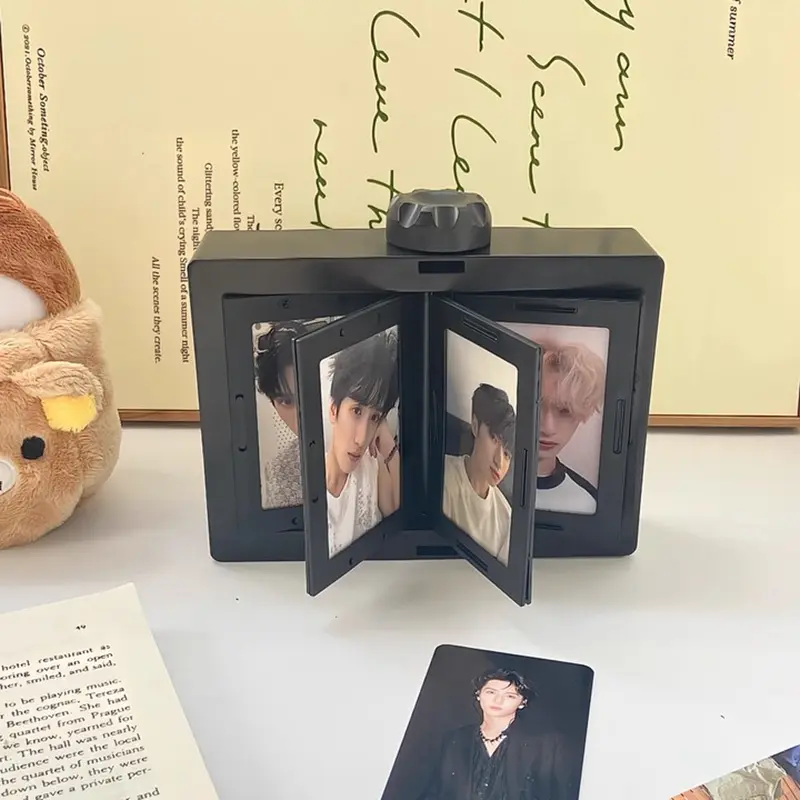 Decorative Modern Compact Rectangular Photo Frame, Rotatable Adjustable Kpop Photocard Holder, Idol Picture Display Stand, Desk Accessory for Home Decor