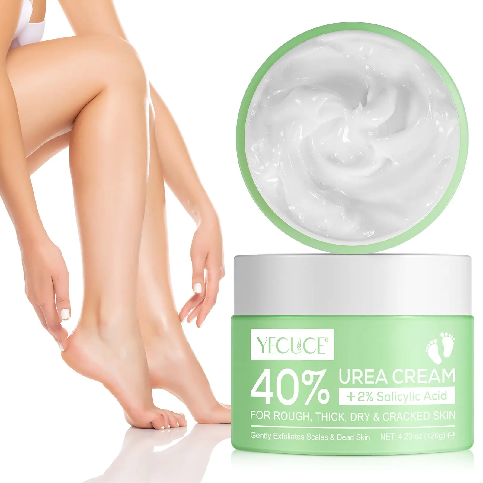 Yecuce Foot Urea Cream 120g, 40% Urea, Moisturizing Foot and Skin Balm, Keeps Heels Hydrated, Unisex, Beauty Cream, Foot Care Cream, Foot Care Products