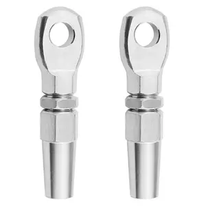 2Pcs 4mm Marine Grade 316 Stainless Steel Swageless Eye Terminal Wire Cable Rope Fittings - On-Site Fit DIY Rigging Hardware for Golf Sports, Outdoor Balustrade Installations