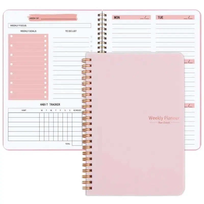 Spiral Bound Weekly Planner Notebook, 1 Count Efficiency Manual Calendar, Desk Notepad For Work And Personal Organizer, Valentine's Day Gift